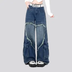 Embroidered baggy jeans for ladies