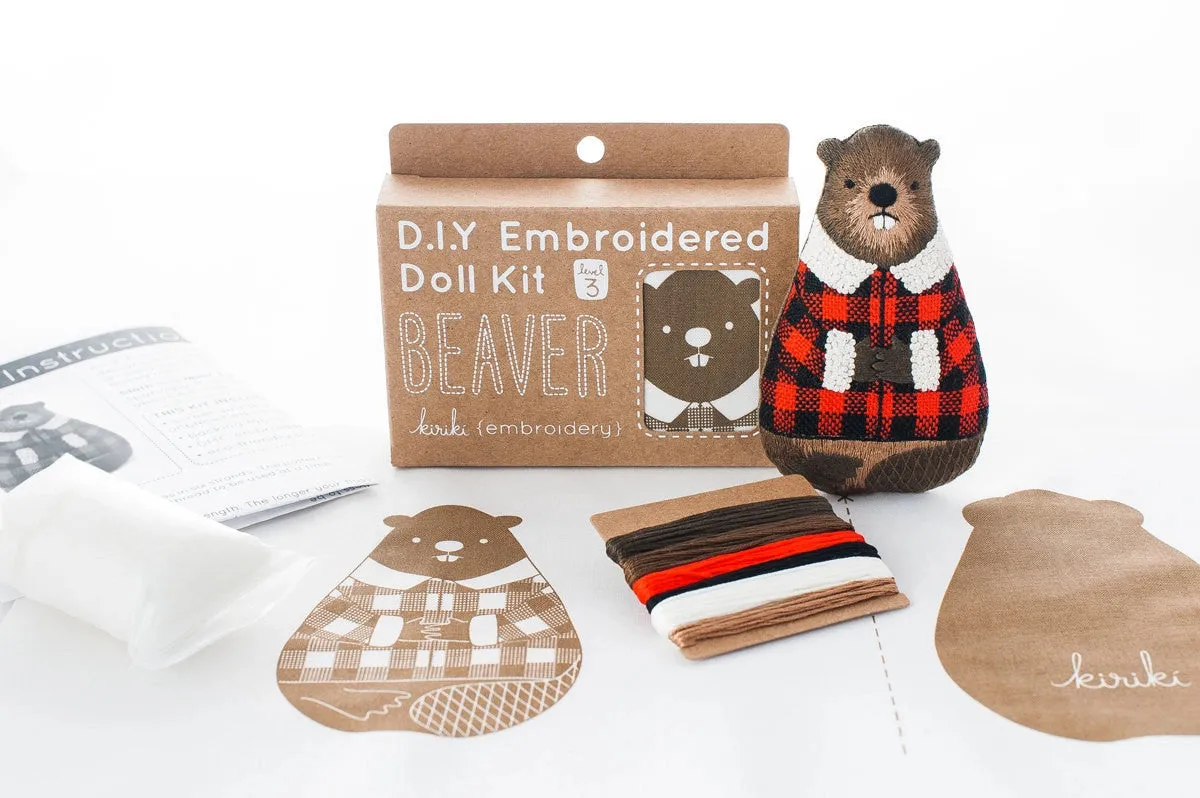 Embroidered Beaver Plushie Kit | Kiriki Press