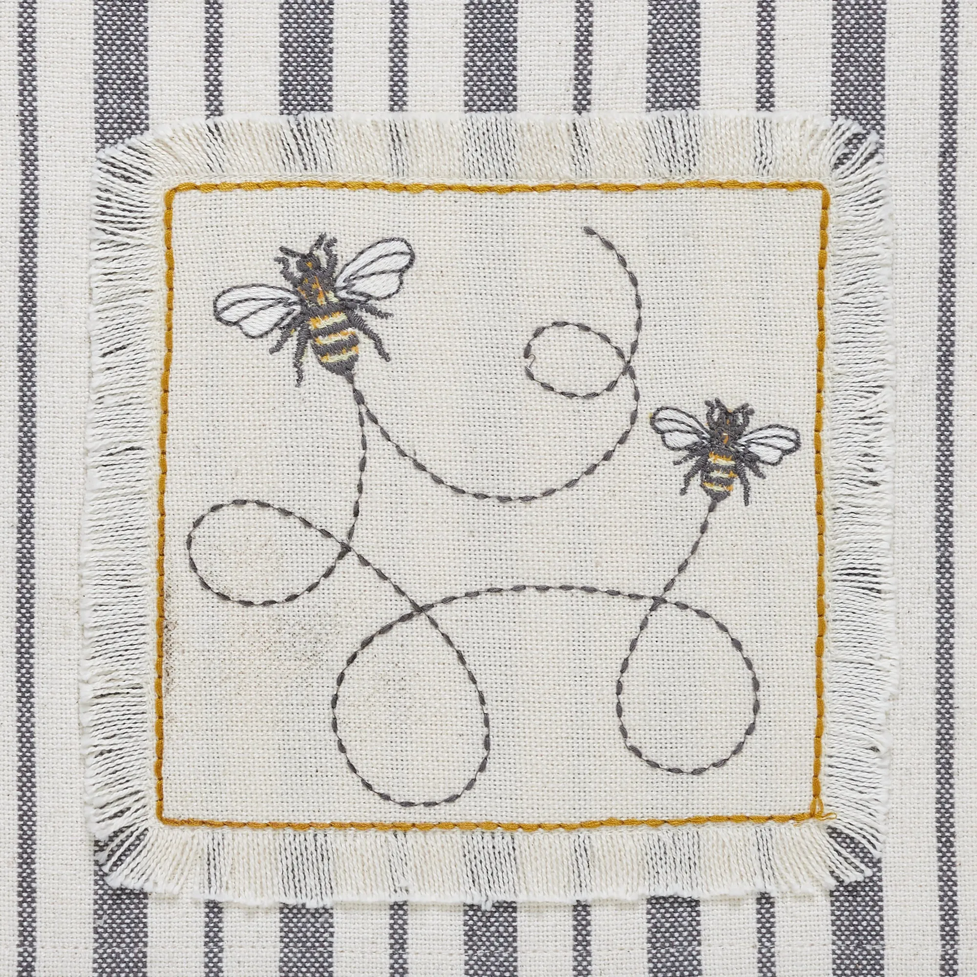 Embroidered Bee Tea Towel Set of 4 19x28