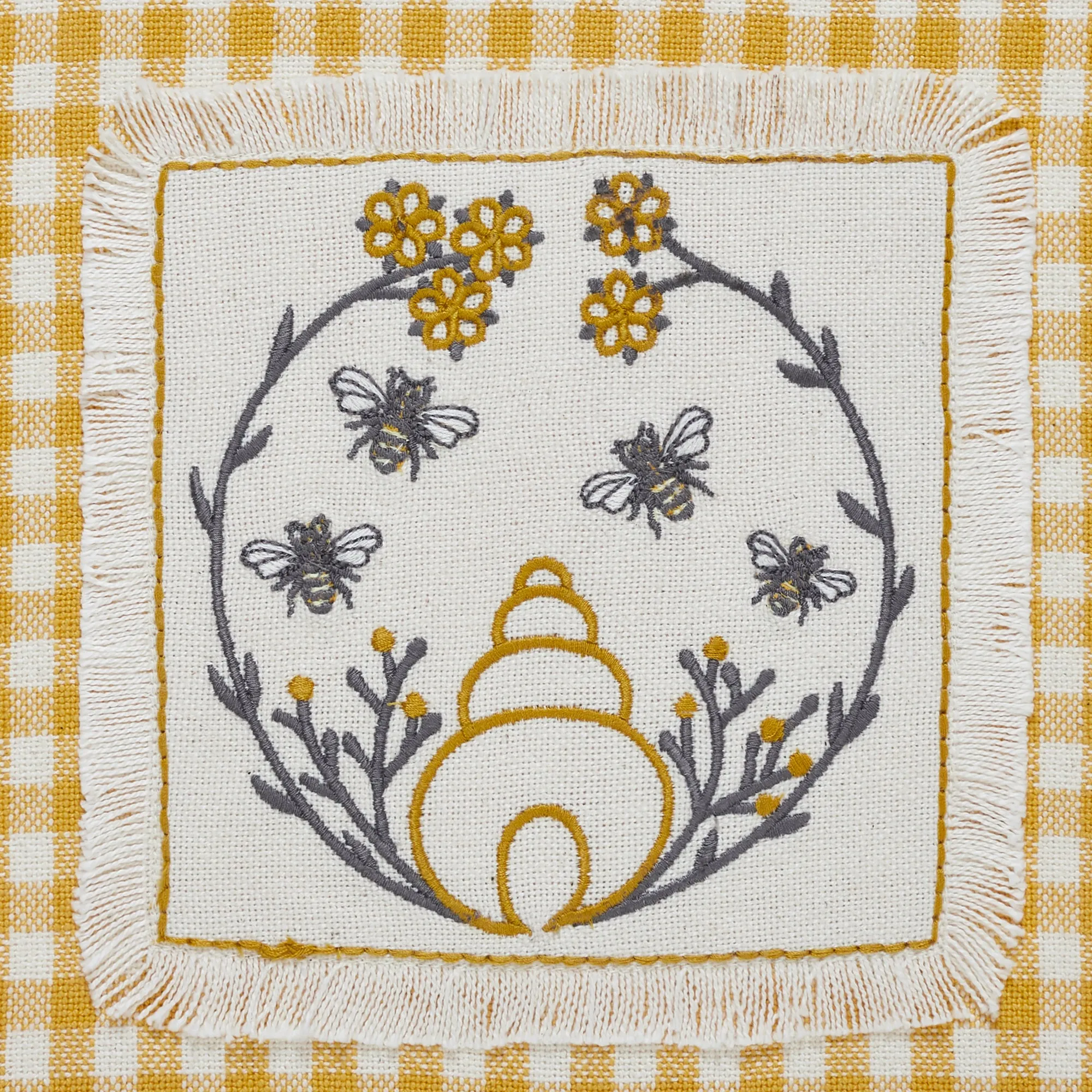 Embroidered Bee Tea Towel Set of 4 19x28