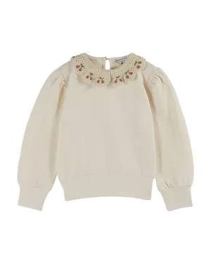 EMBROIDERED COLLAR SWEAT-SHIRT - AA001 - CREME