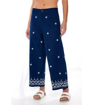 Embroidered Cotton Linen Pants