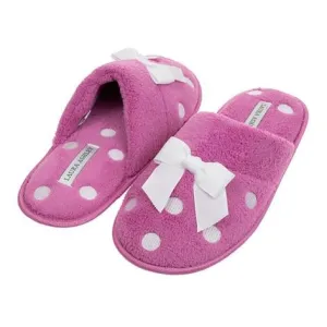 Embroidered Dot Magenta Slipper with Bow