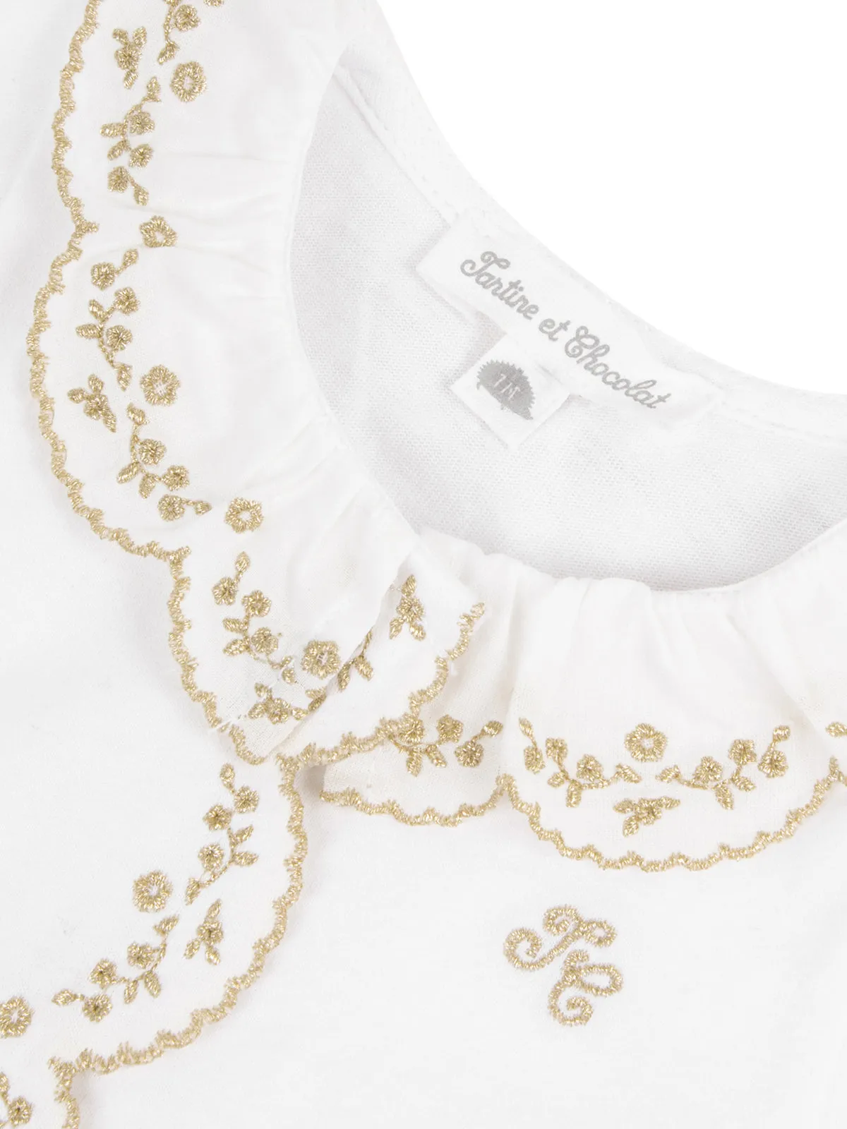 Embroidered Gold Trim Footie