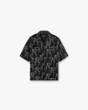 Embroidered Initial Overshirt - Black