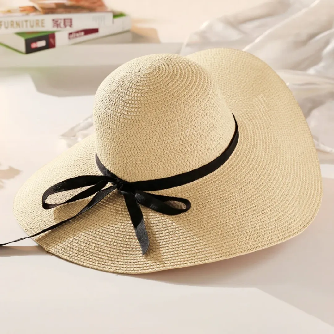 Embroidered Oversized Beach Hat - Personalized Women Sun Hat