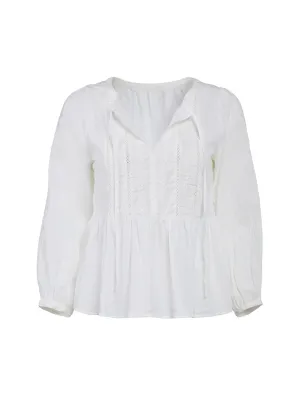 Embroidered Peplum Blouse in White