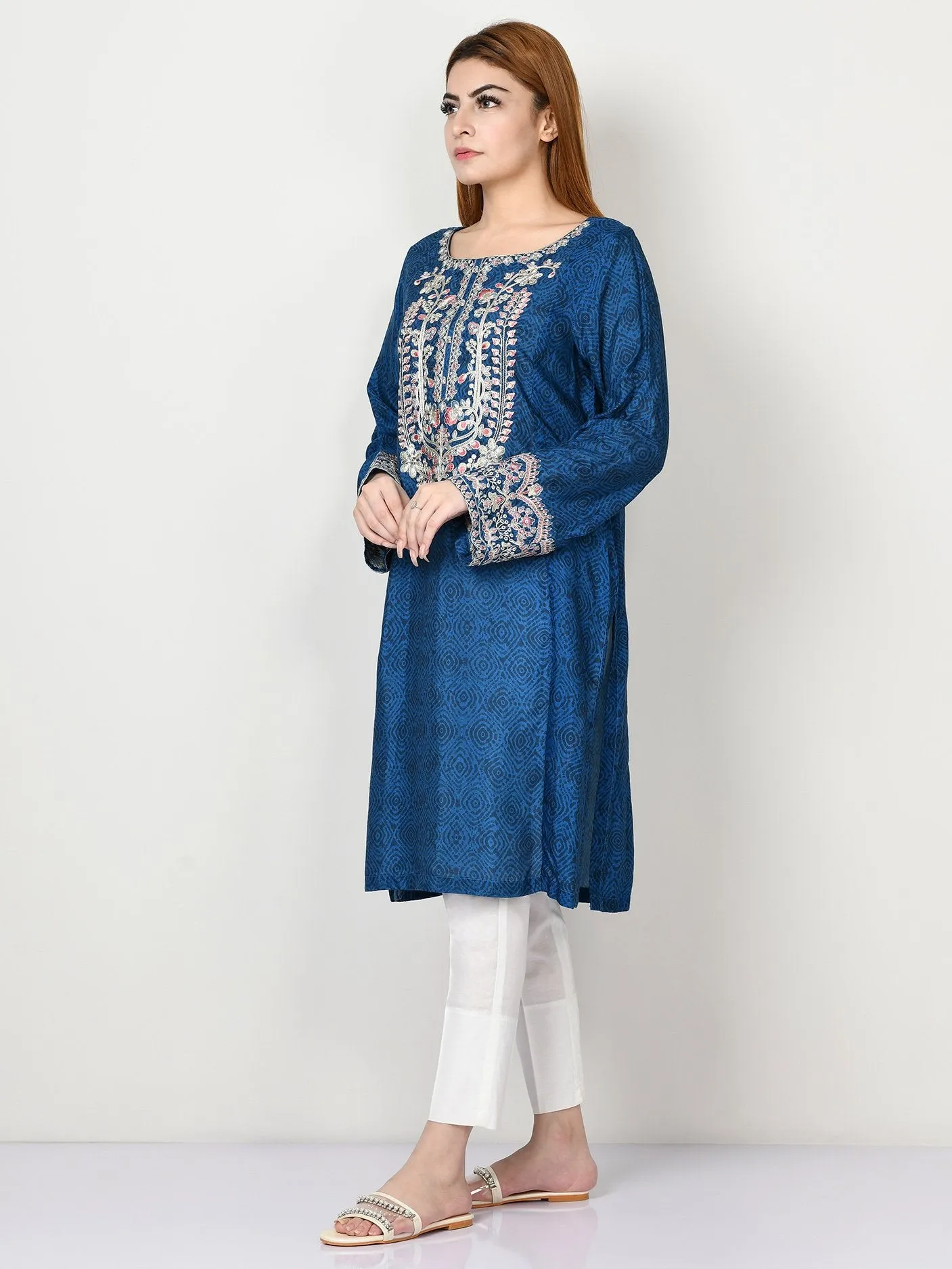 Embroidered Raw Silk Shirt