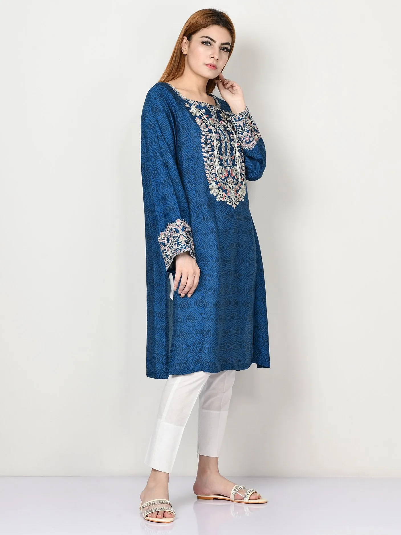 Embroidered Raw Silk Shirt