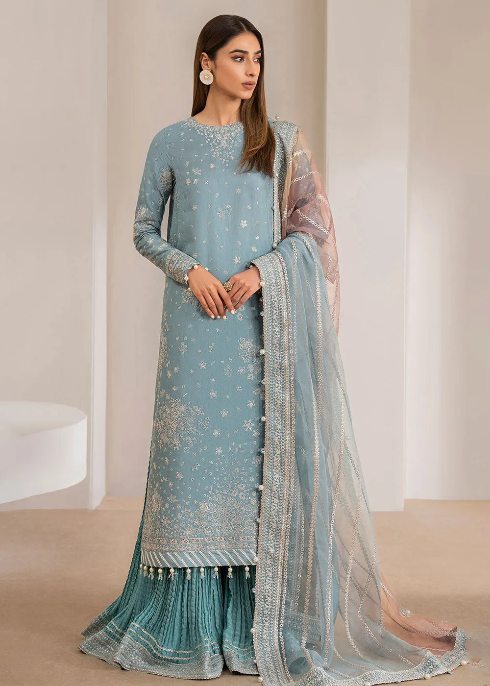 Embroidered Raw Silk Wedding Formals '24 by Jazmin | UR-7013