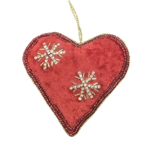 Embroidered Red Heart Hanging Deco