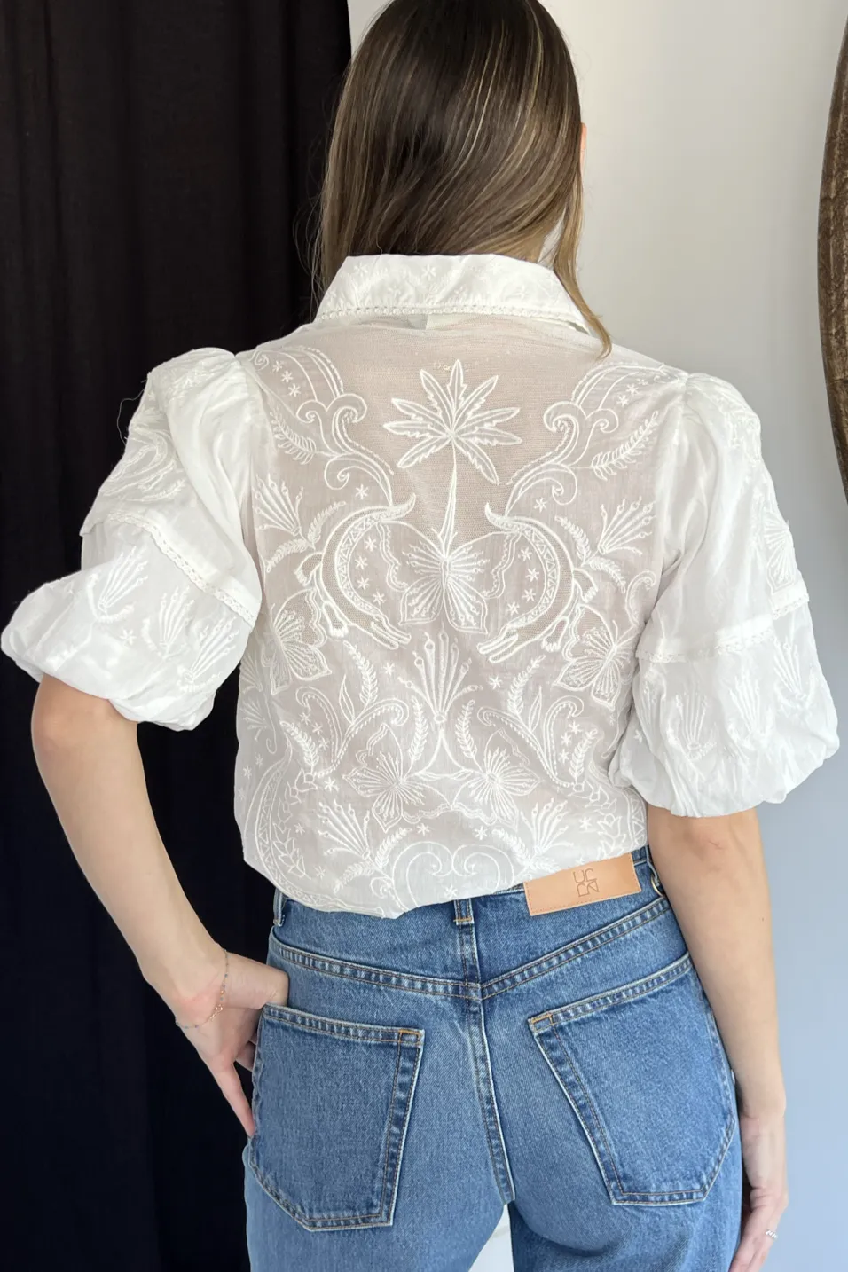 Embroidered Short Sleeve Blouse