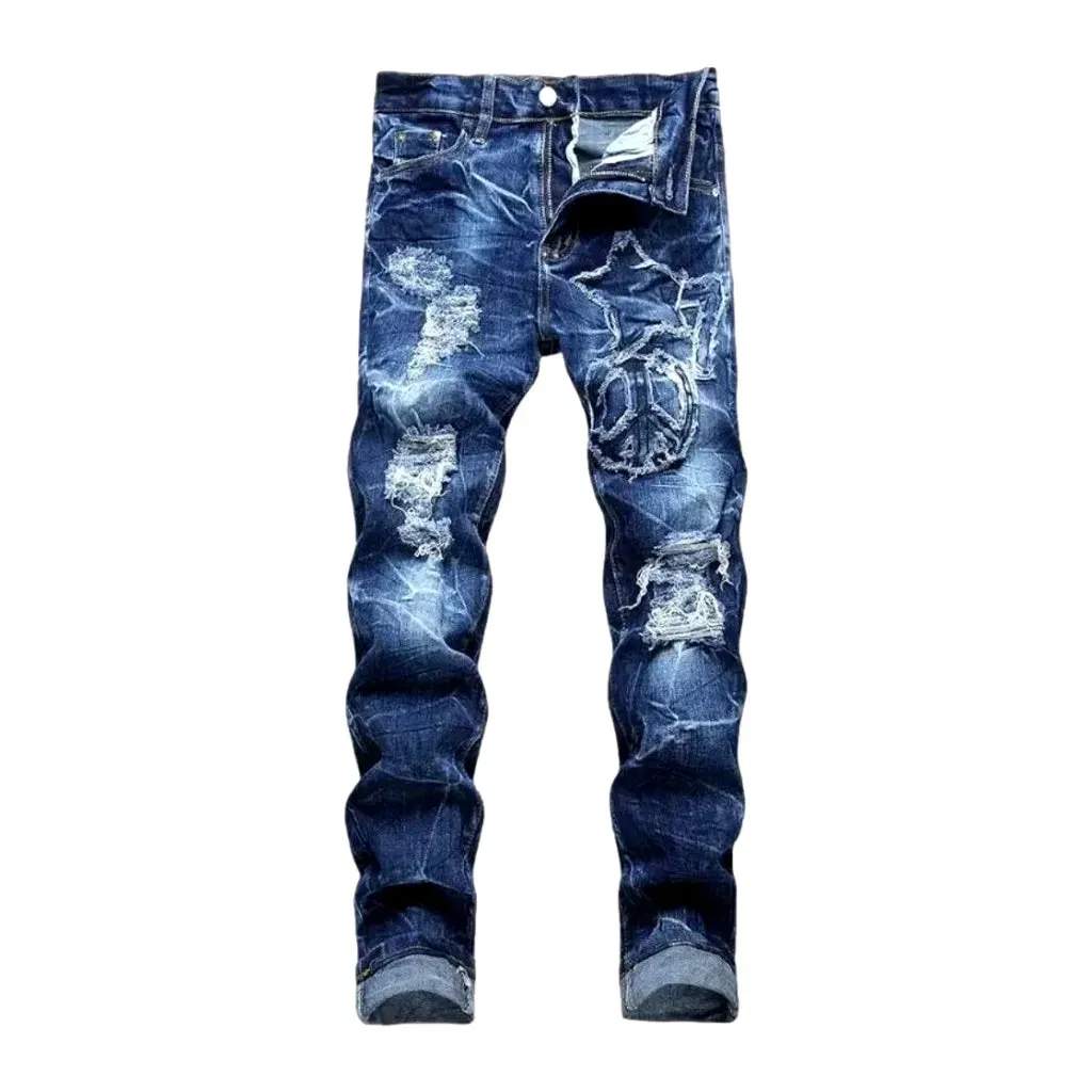 Embroidered skinny men's jeans