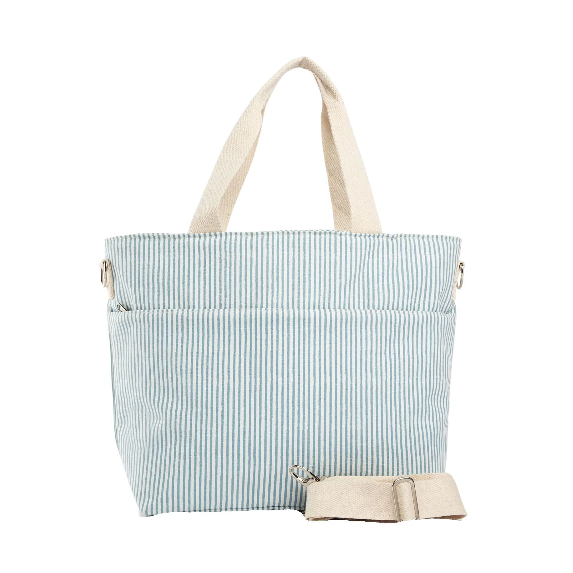 Embroidered Striped Cooler Tote