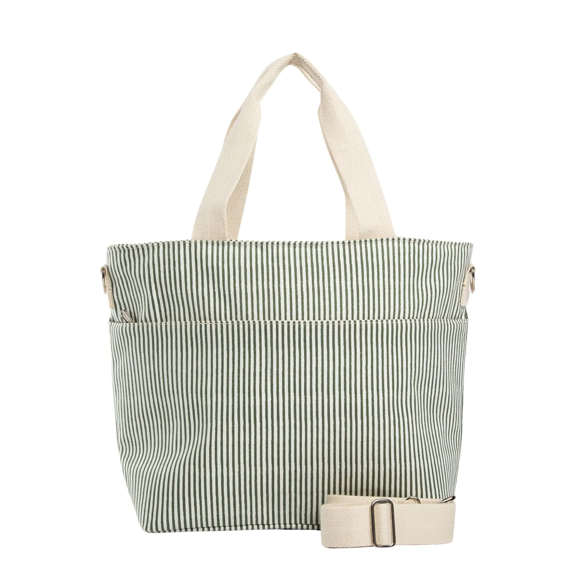 Embroidered Striped Cooler Tote