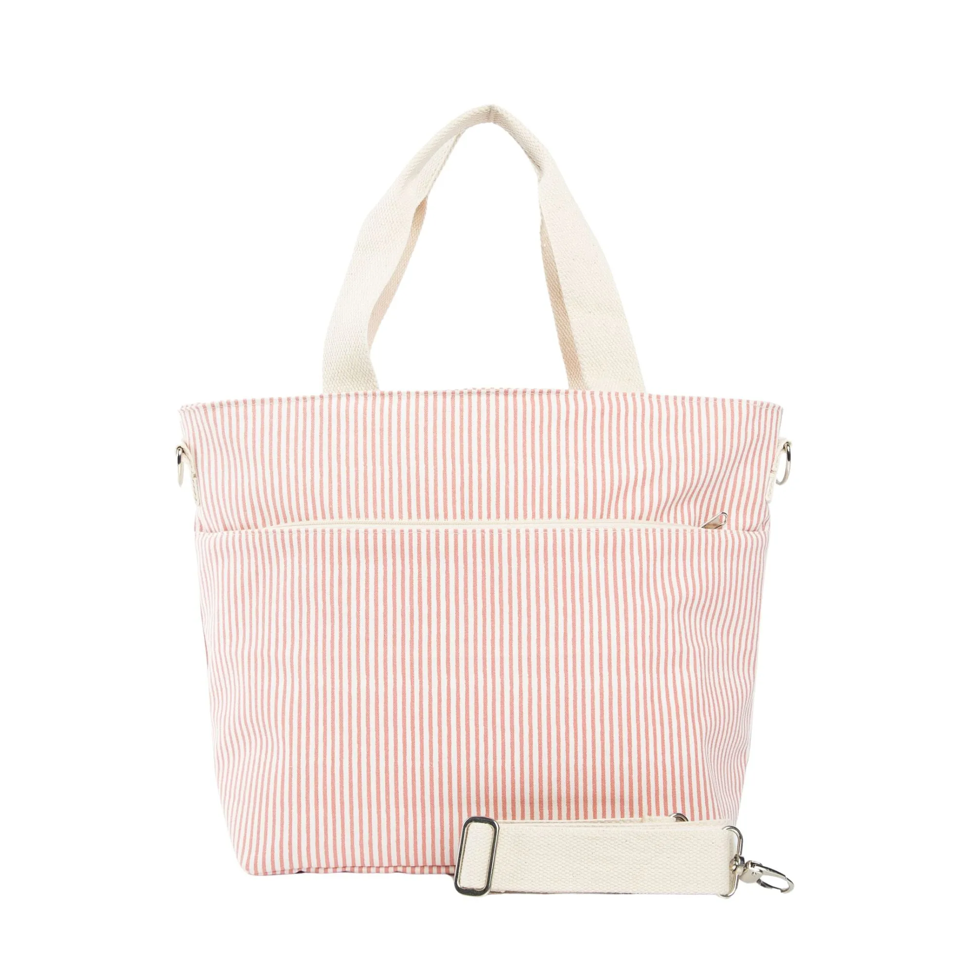 Embroidered Striped Cooler Tote