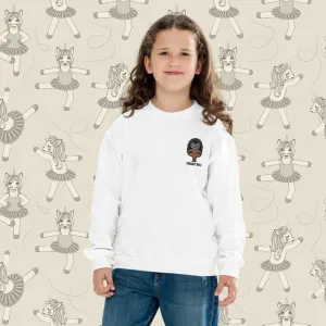 Embroidered Youth Crewneck Sweatshirt Ballerina Hedgehog