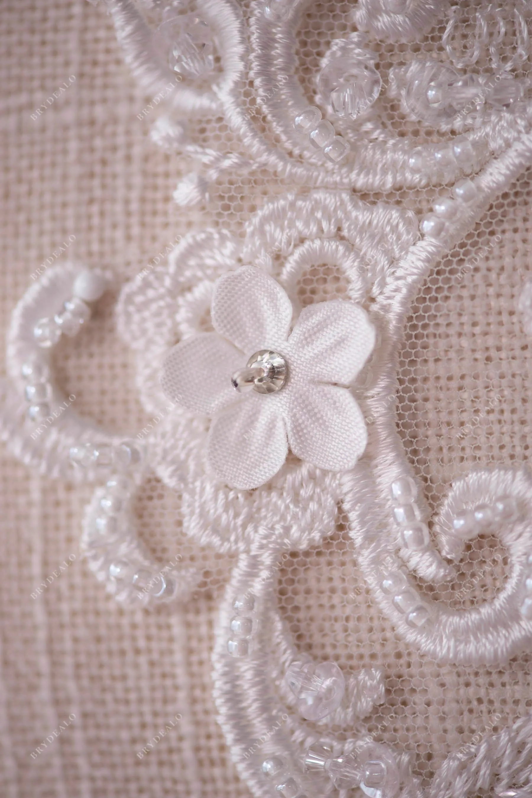 Embroidery 3D Flower Beaded Lace Applique