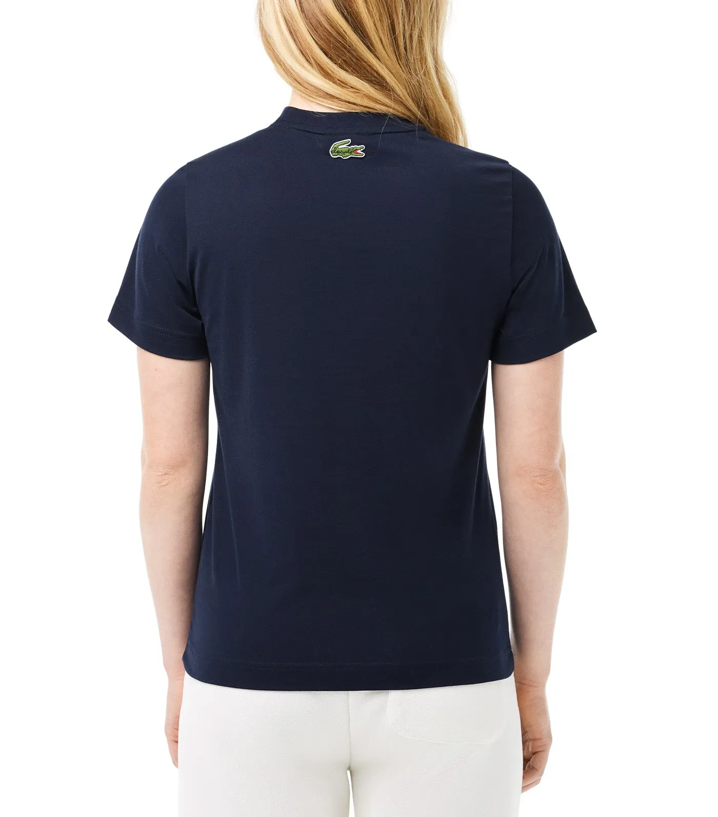 Embroidery Detail Jersey T-shirt Navy Blue