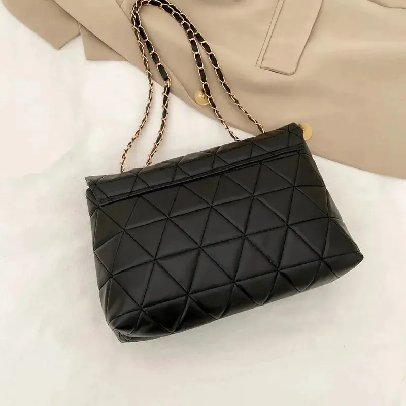 Embroidery Plaid Flap Shoulder Bag, Casual Chain Strap Crossbody Bags For Women Commuting & Daily Used