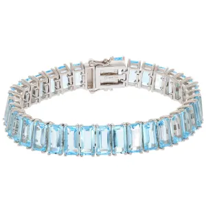 Emerald Blue Topaz Sterling Silver Bracelet with Accent