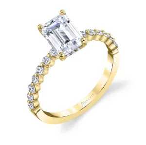 Emerald Cut Classic Engagement Ring - Athena 14k Gold Yellow