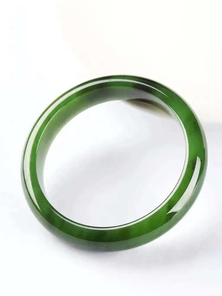 Emerald Green Chinese Style Natural Hetian Jadeite Jade Bangle for Women