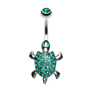 Emerald Green Enchanted Turtle Belly Piercing