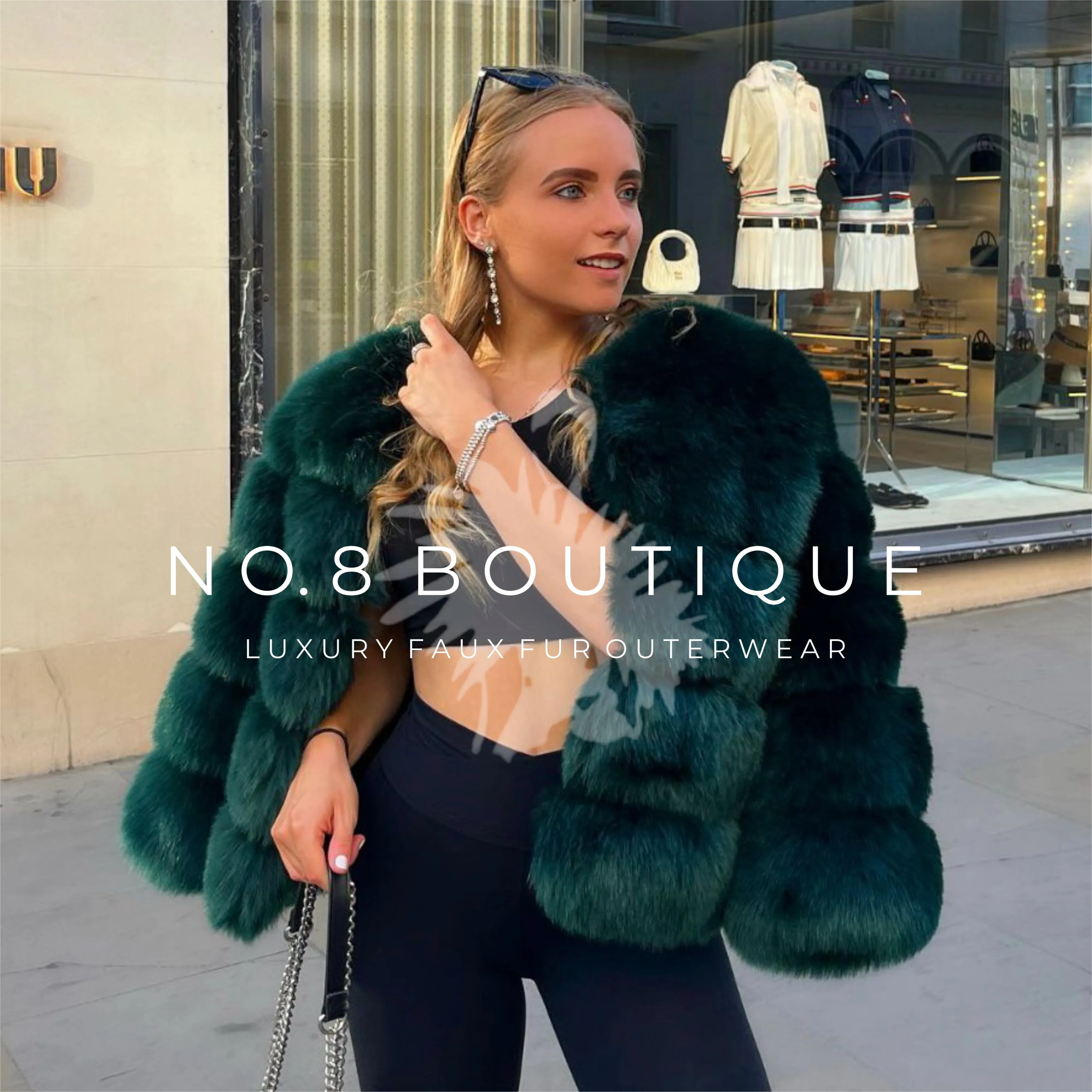 Emerald Green Faux Fur 5 Row Jacket