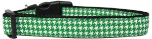 Emerald Green Houndstooth Nylon Cat Collar