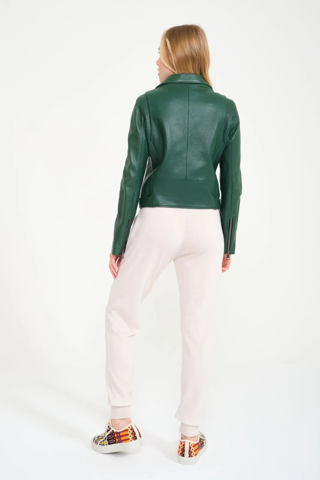 Emerald Green Lambskin Leather Jacket