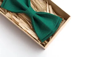 Emerald Green Natural Baltic Linen Bow Tie - Elegant Accessory for Men