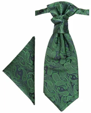 Emerald Green Paisley Cravat and Pocket Square Set