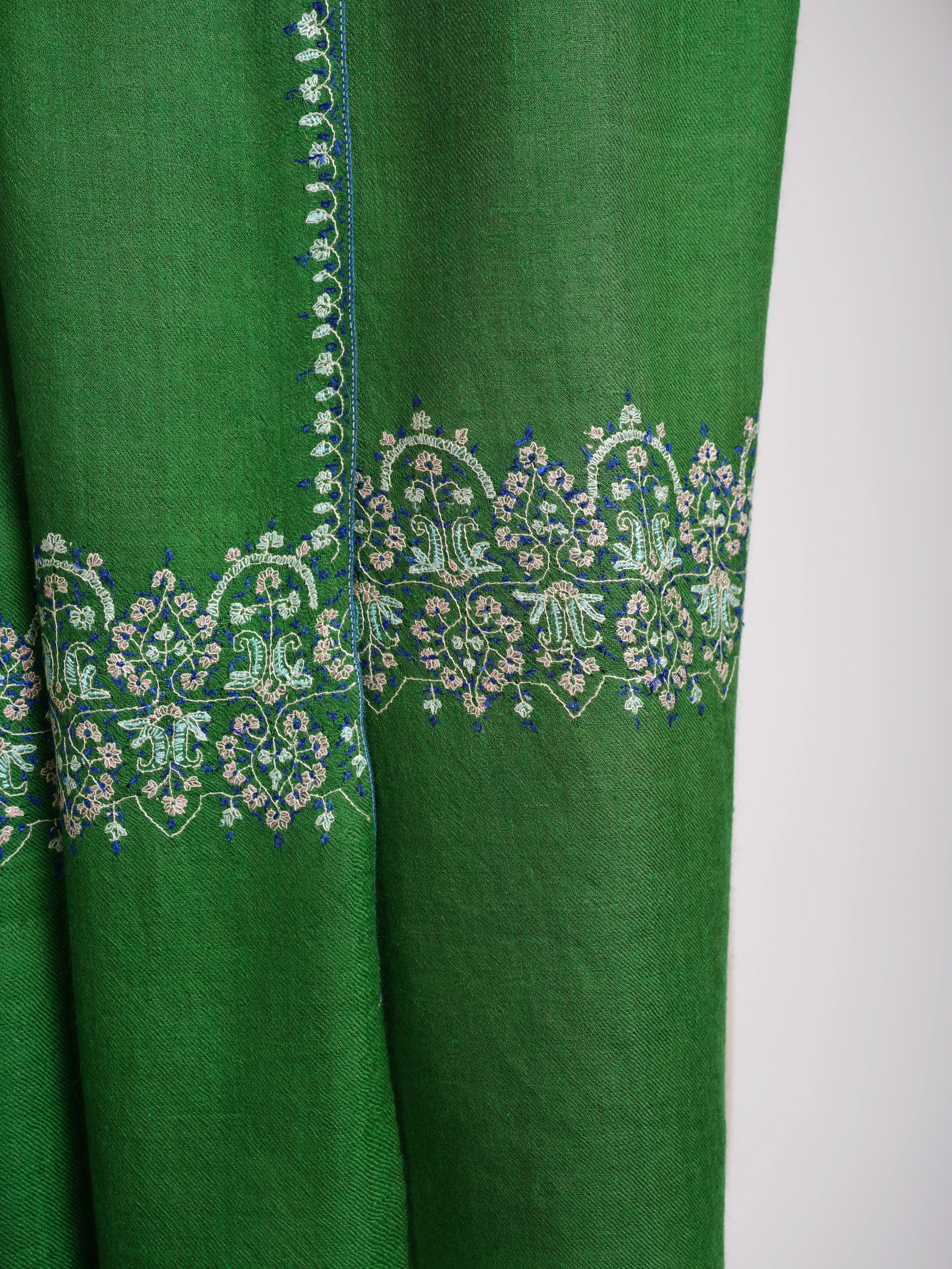 Emerald Green Palladar Sozni Cashmere Stole