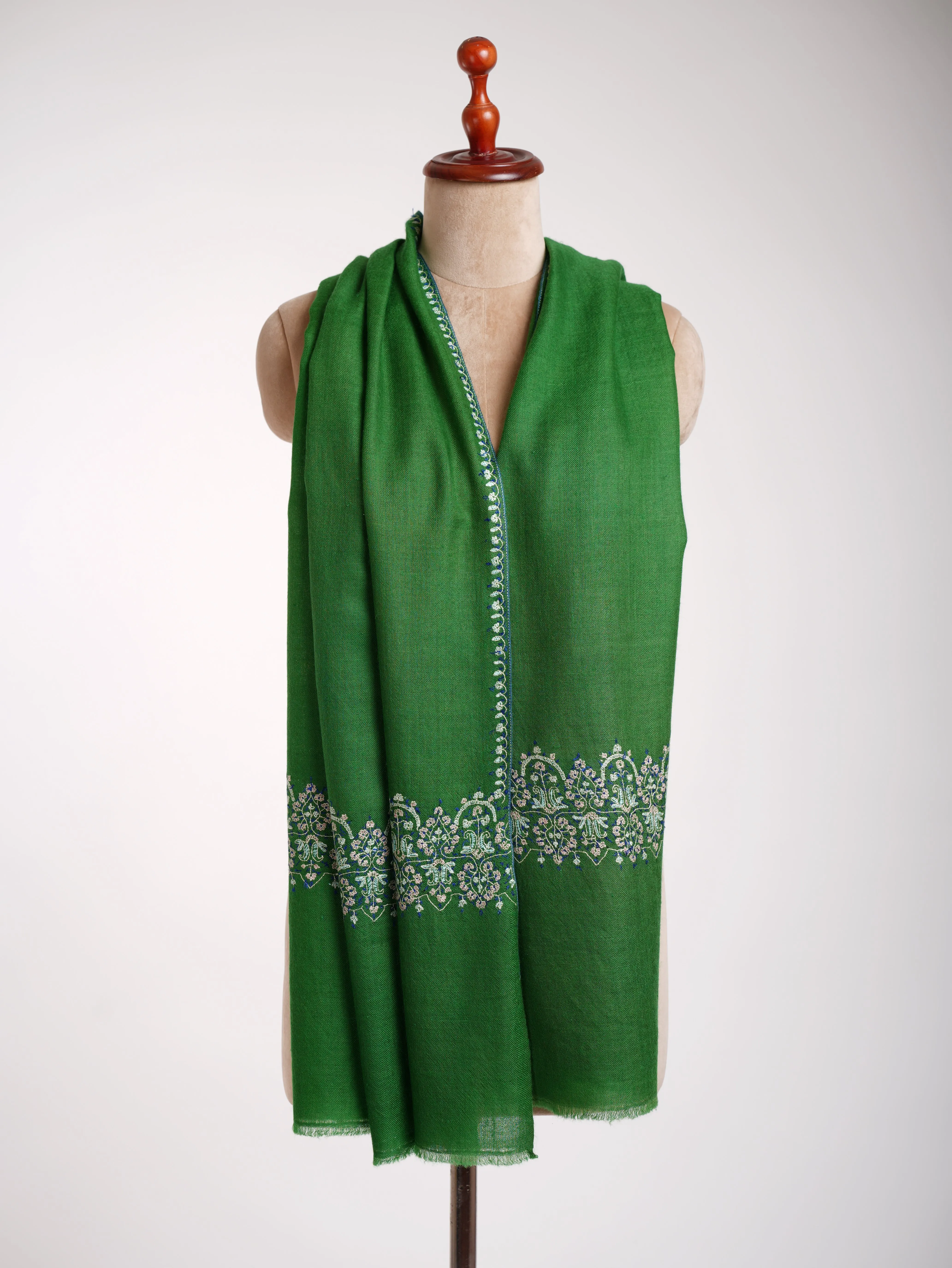 Emerald Green Palladar Sozni Cashmere Stole