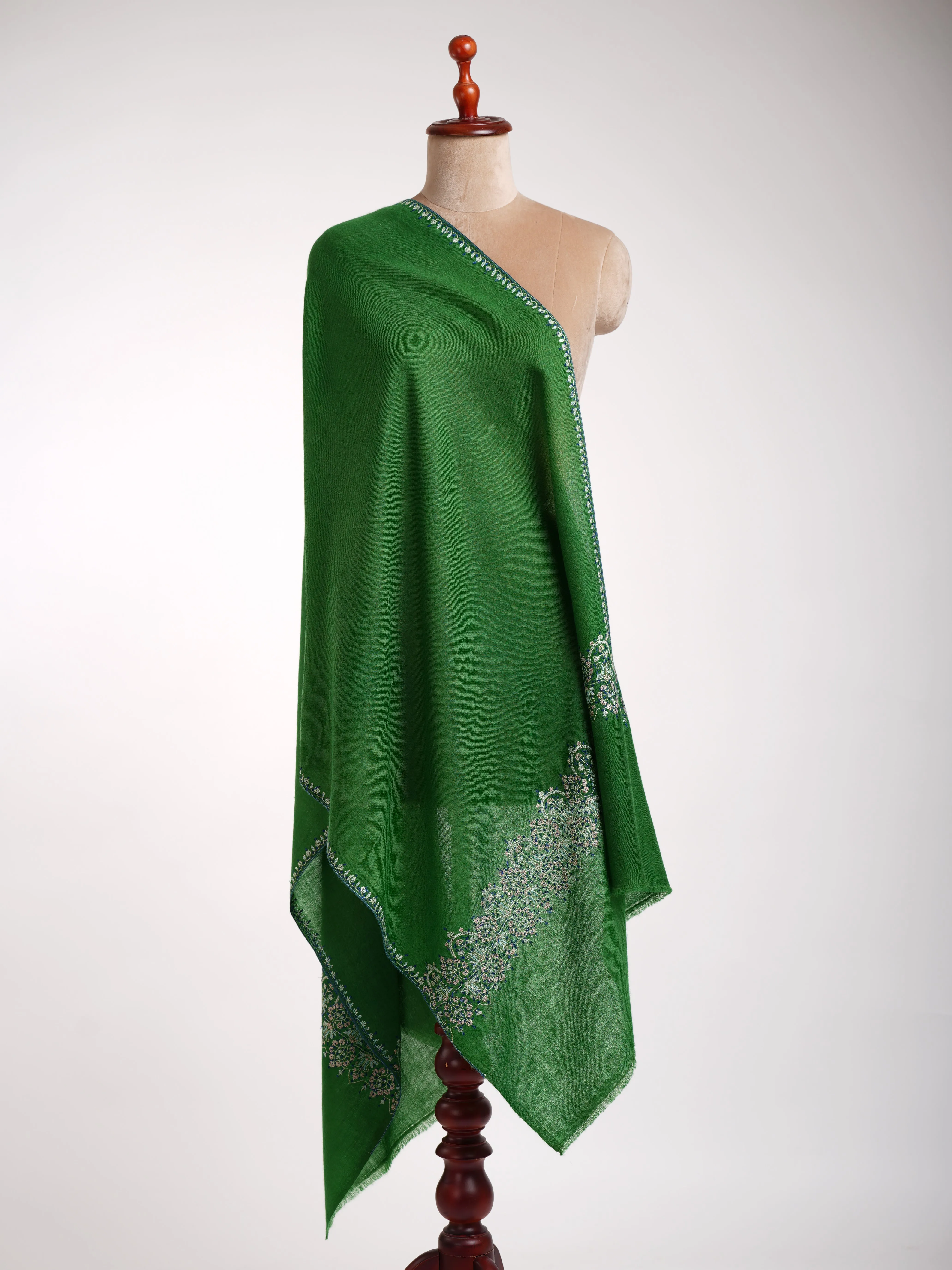 Emerald Green Palladar Sozni Cashmere Stole