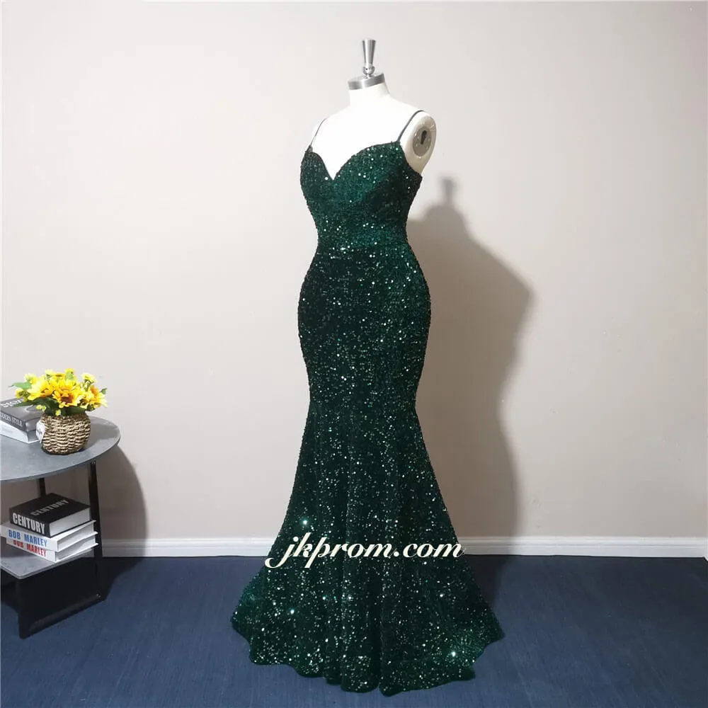 Emerald Green Prom Dresses Long,Sparkly Sequins Evening Dresses for Weddings,Dresses for Party Events