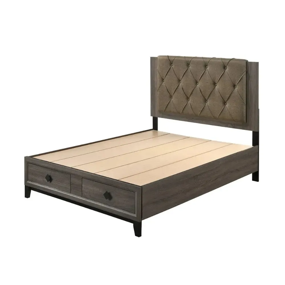 Emersyn Queen Bed, Rustic Gray w/2 Drawer Storage