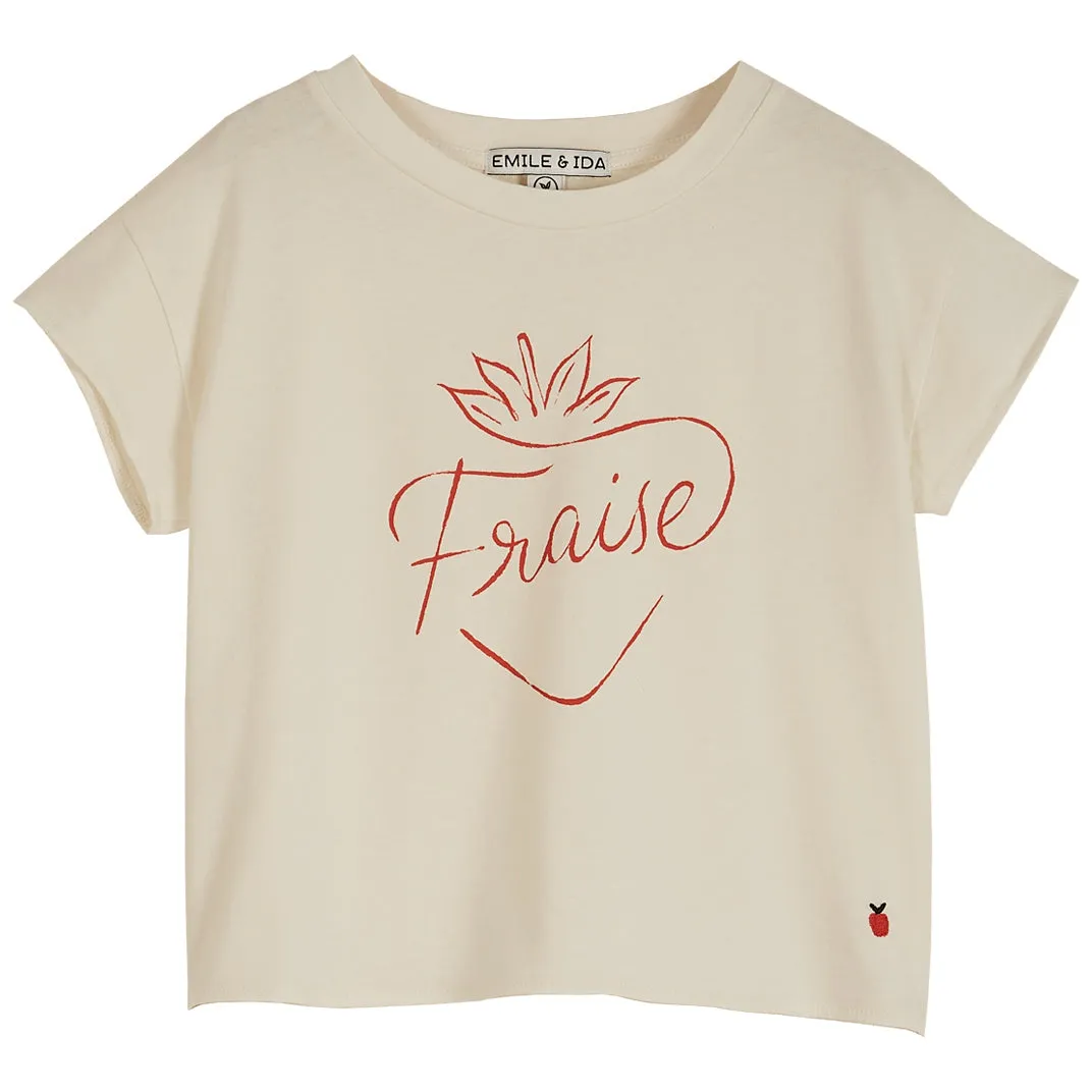 Emile et Ida Tee Shirt Ecru Fraise