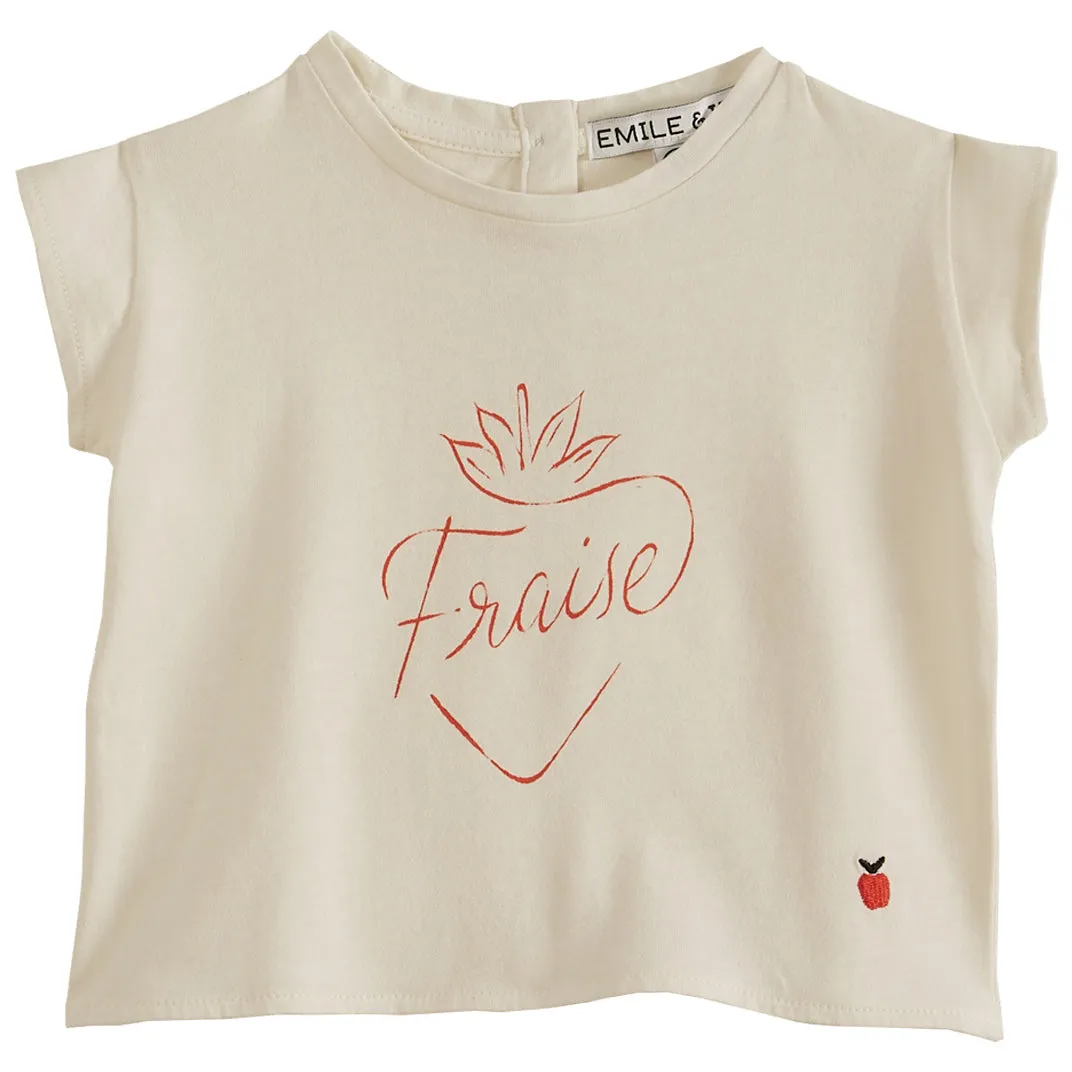 Emile et Ida Tee Shirt Ecru Fraise