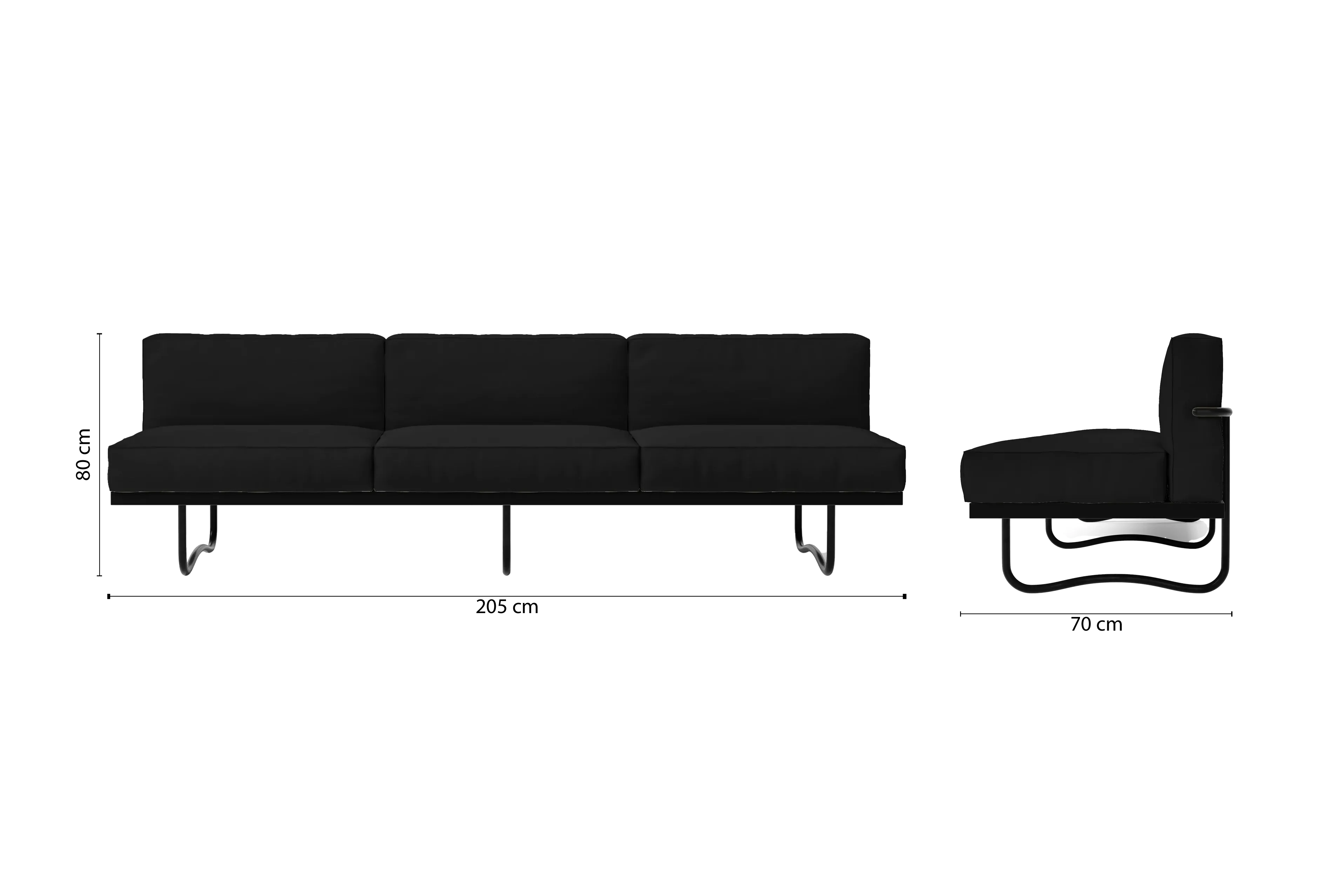 Emilia 3 Seater Sofa Black Leather