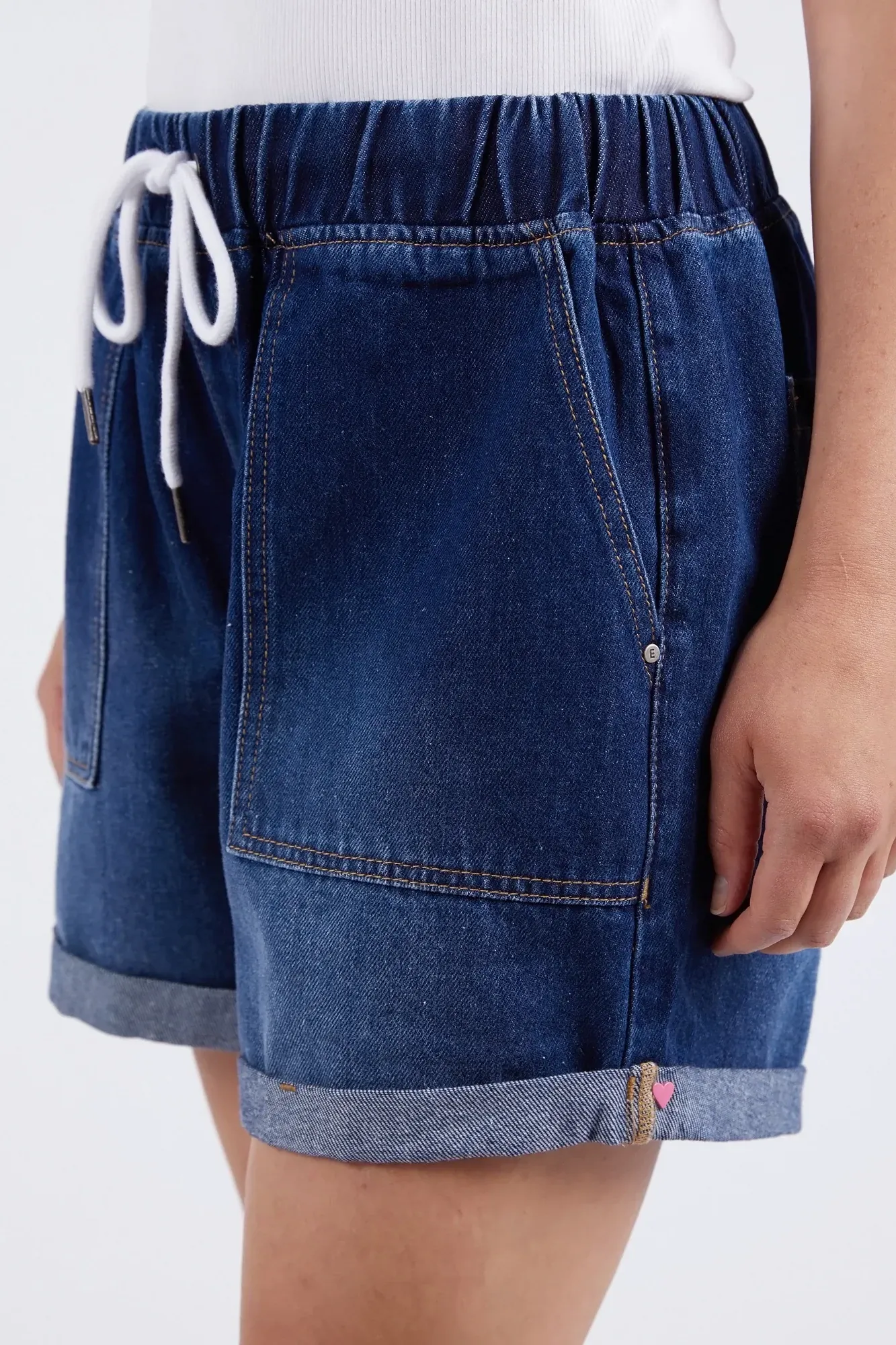 Emma Relaxed Denim Short in Dark Blue Wash