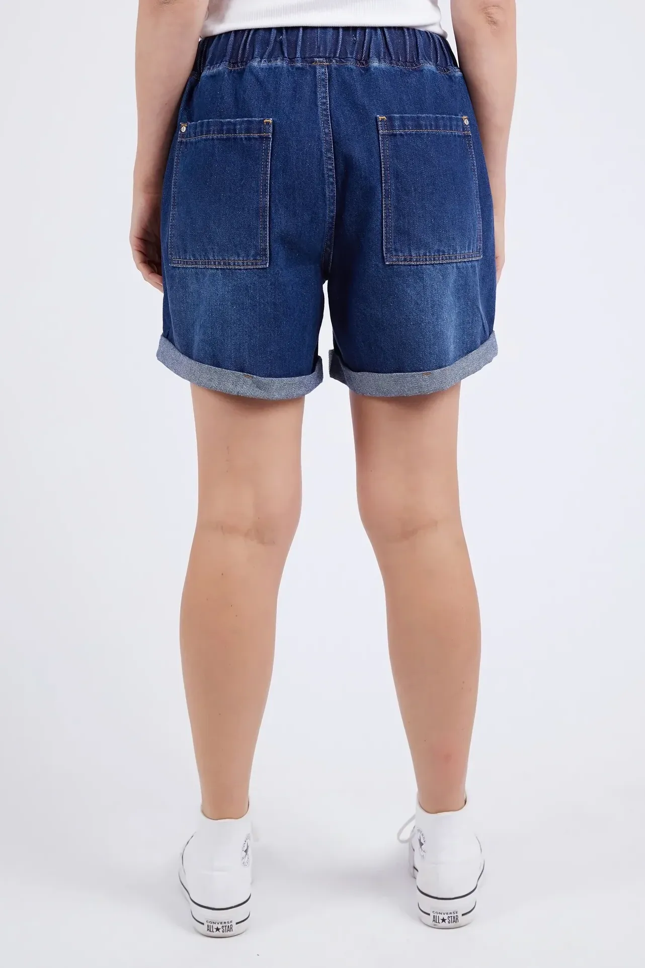 Emma Relaxed Denim Short in Dark Blue Wash