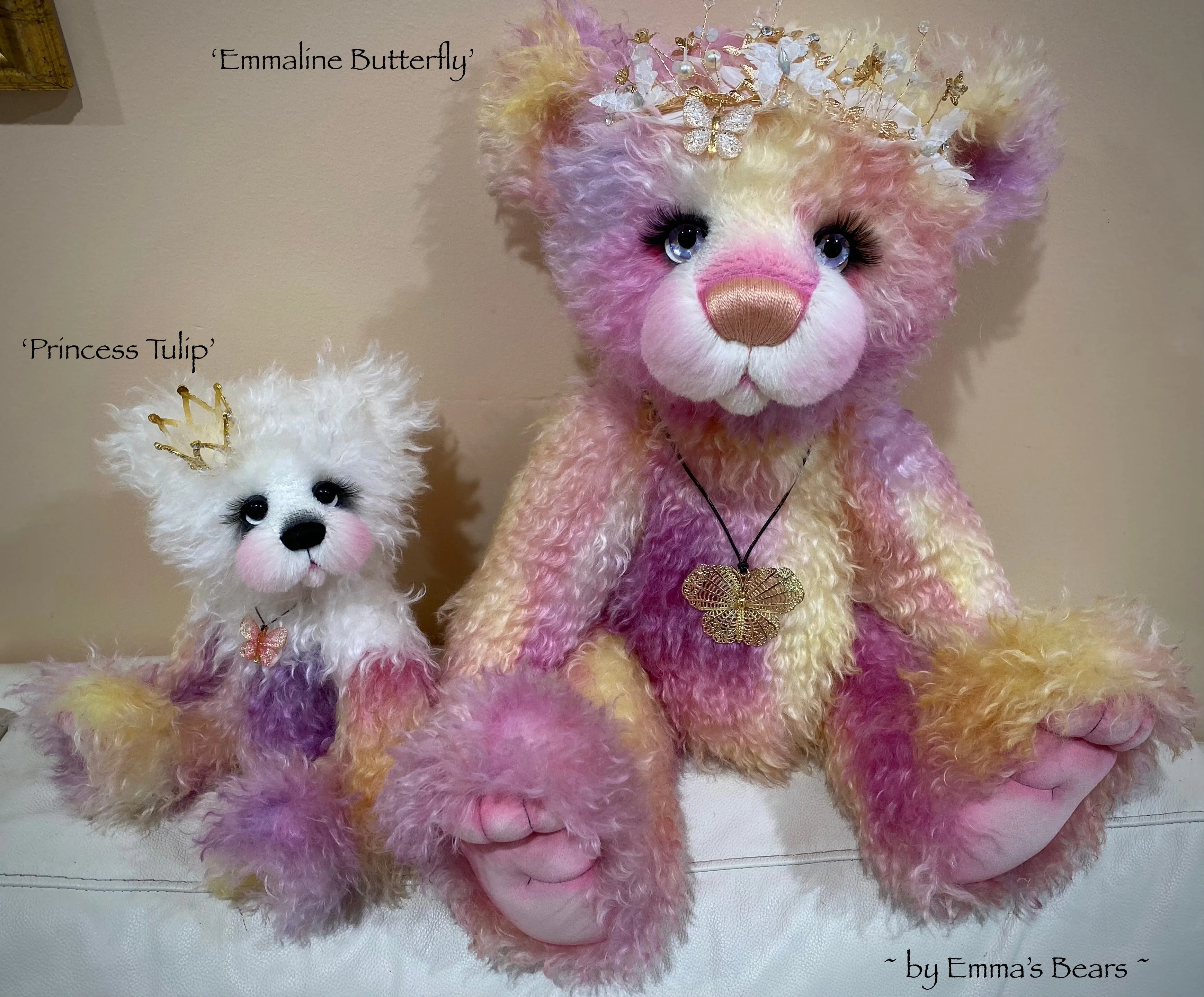 Emmaline Butterfly - 23" Hand Dyed Easter Curlylocks Mohair Artist Bear by Emma's Bears - OOAK