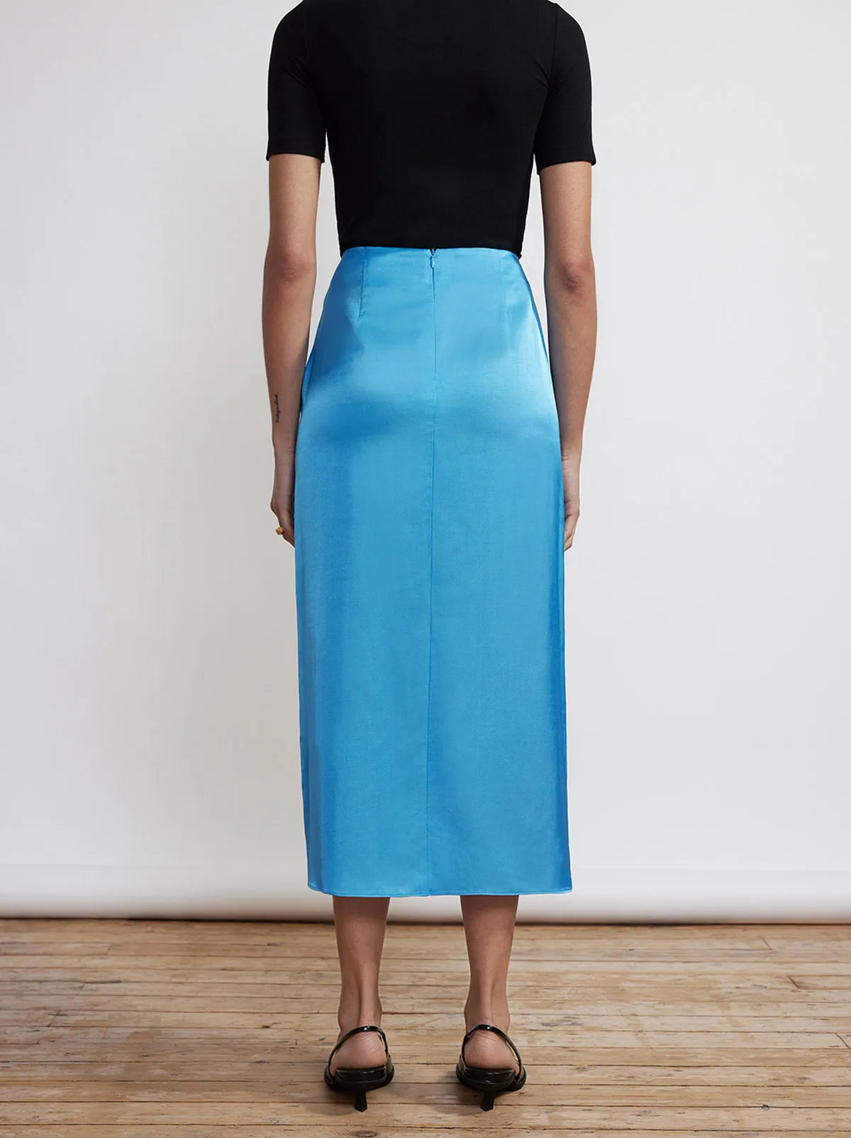 Emmeline Blue Satin Skirt