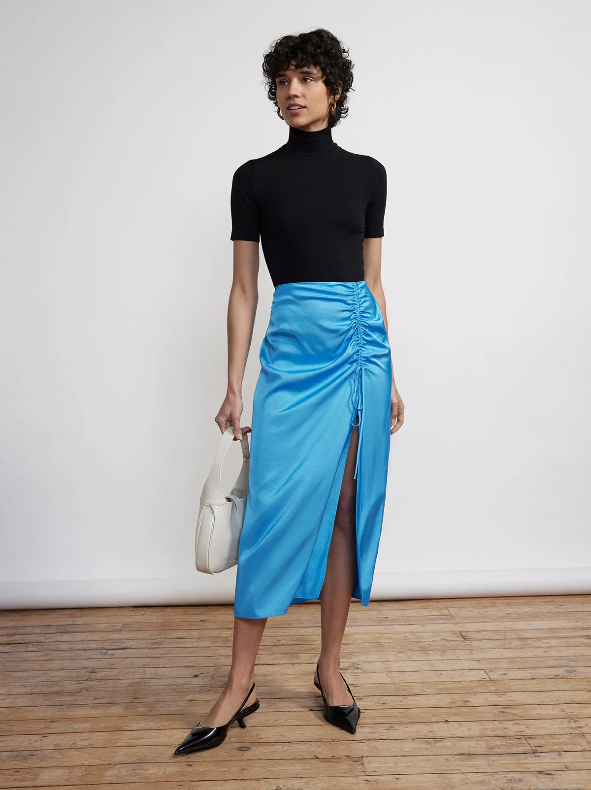 Emmeline Blue Satin Skirt