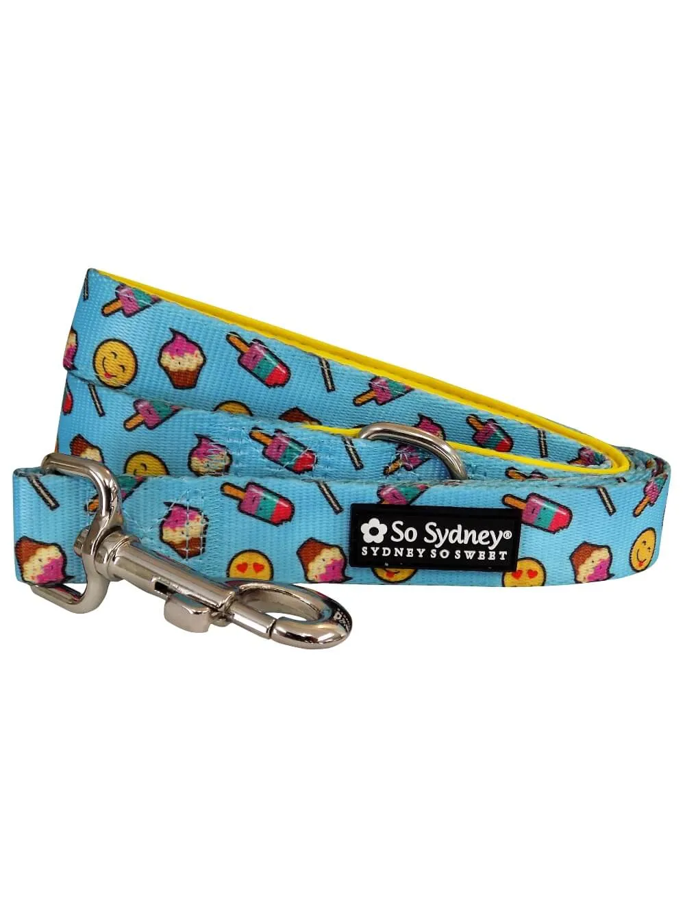 Emojis & Treats Blue & Yellow Fun Bright Unique Dog Leash