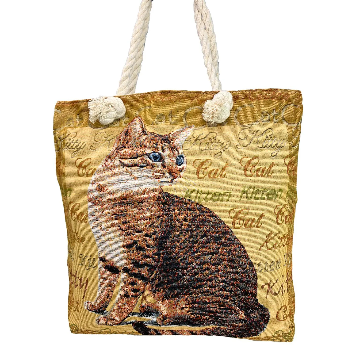 Empire Cove Cat Print Cotton Canvas Tote Bags Reusable Beach Shopping