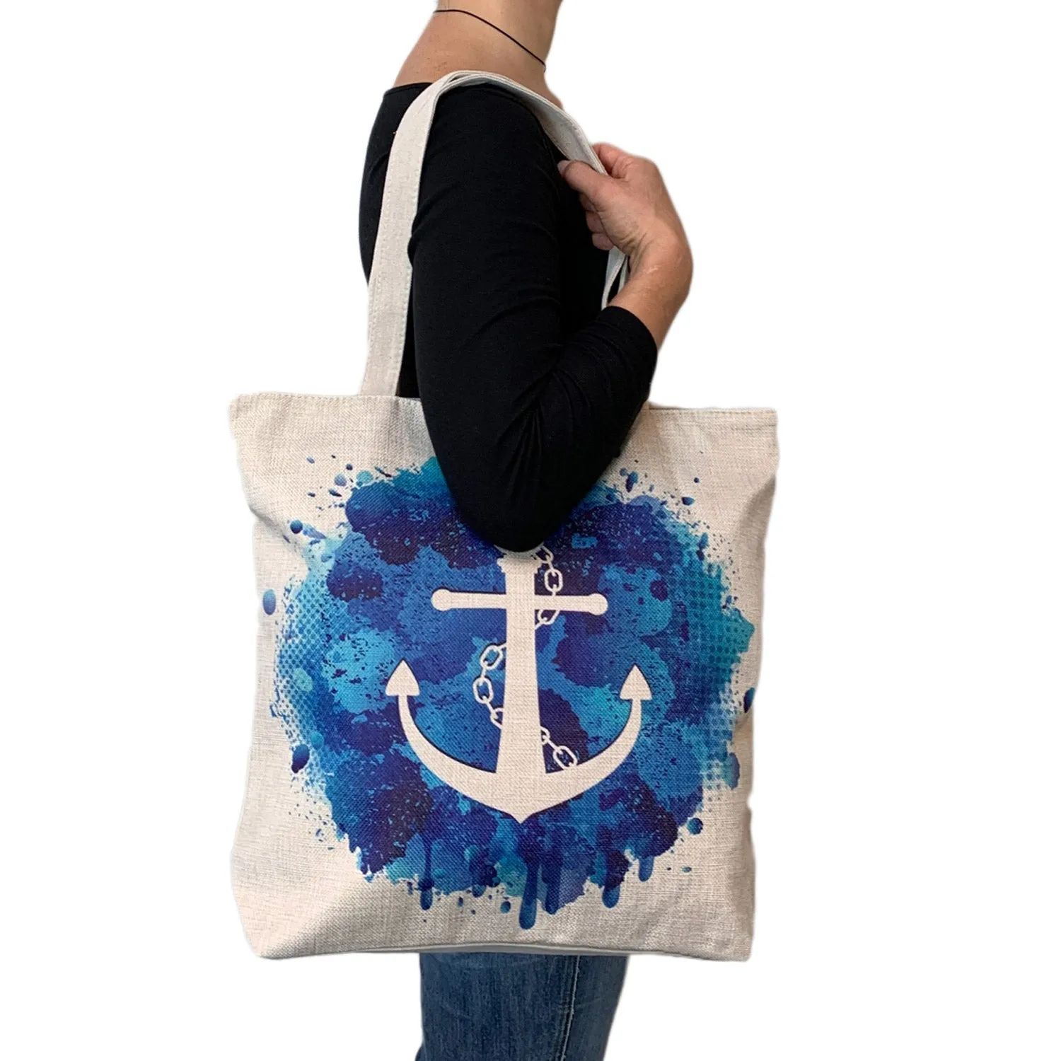 Empire Cove Designer Printed Cotton Canvas Tote Bags Reusable Beach Shopping