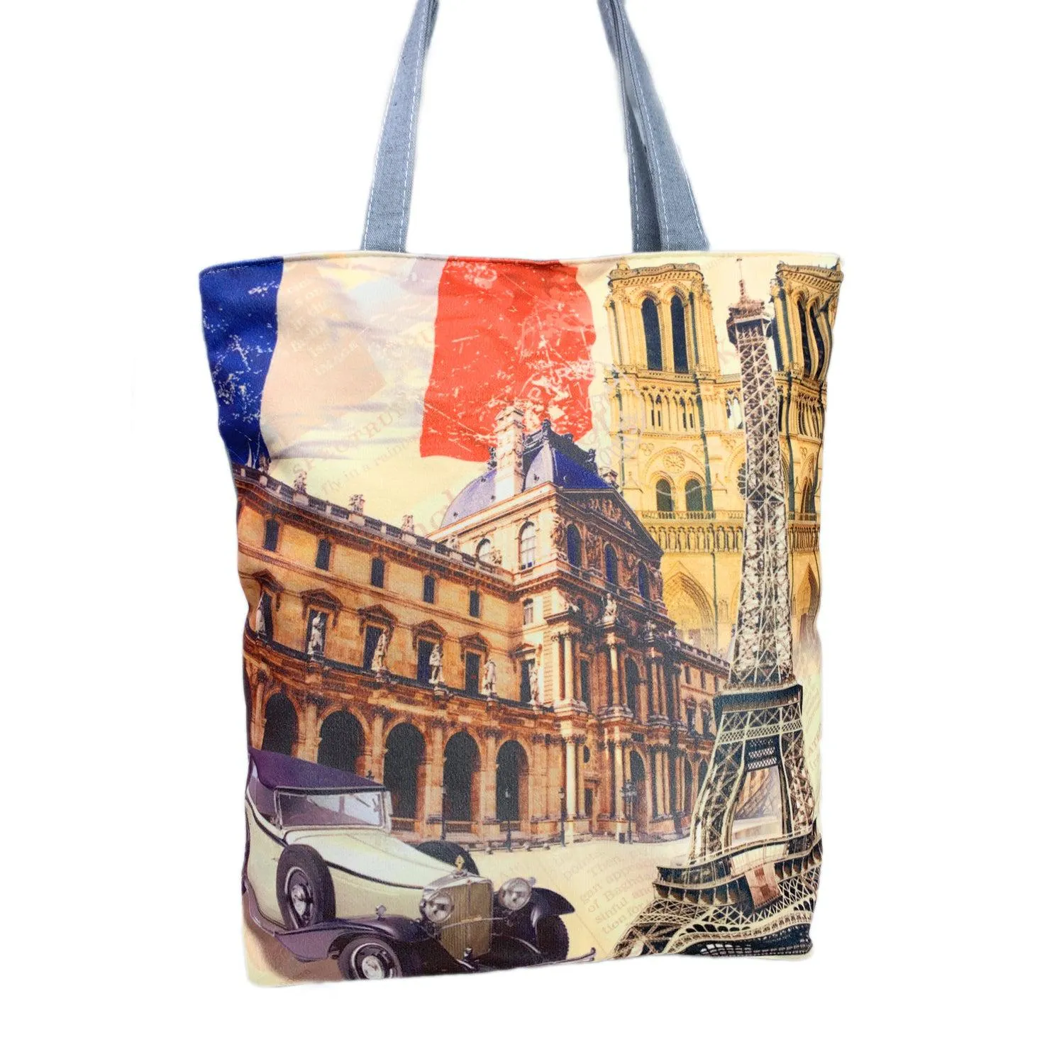 Empire Cove Eiffel Tower Print Cotton Tote Bags Reusable Beach Shopping